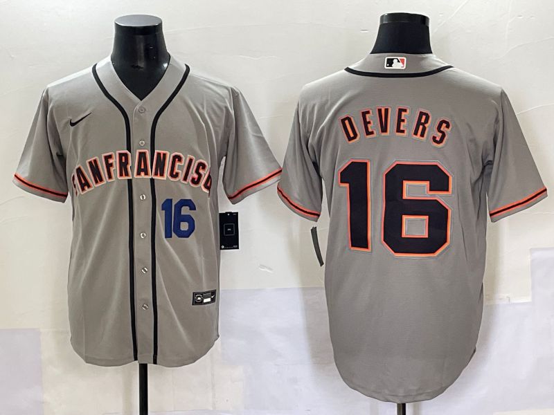 Men 2025 San Francisco Giants #16 Devers Grey Game Nike MLB Jersey style 43->san francisco giants->MLB Jersey